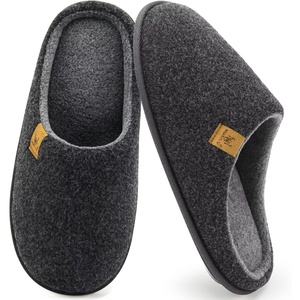 image:imageKuaiLu Mens House Memory Foam Scuff Slippers Felt BlendLining Home Shoes  Comfortable Slip On Warm Cushion Pantuflas For BedroomLightweight Casual Walking Indoor Outdoor Garden Footwear US715Felt Dark Grey