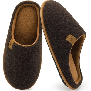 image:imageKuaiLu Mens House Memory Foam Scuff Slippers Felt BlendLining Home Shoes  Comfortable Slip On Warm Cushion Pantuflas For BedroomLightweight Casual Walking Indoor Outdoor Garden Footwear US715Felt Brown