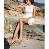 image:imageKuaiLu Flip Flops for Women with Arch Support Summer Beach Thong Sandals  Comfortable Yoga Mat Cushion Walking Shoes Slip on Casual Outfits Faux Leather Indoor OutdoorWhite Khaki