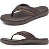 image:imageKuaiLu Mens Sport Flip Flops Orthotic Thong Sandals With Arch Support  Comfortable Toe Post Beach Pool Slides For Plantar Fasciitis Outdoor SummerBrown