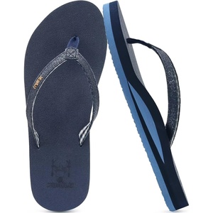 image:imageKuaiLu Flip Flops for Women with Arch Support Summer Beach Thong Sandals  Comfortable Yoga Mat Cushion Walking Shoes Slip on Casual Outfits Faux Leather Indoor OutdoorDark Blue