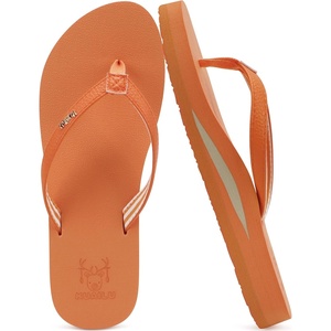 image:imageKuaiLu Flip Flops for Women with Arch Support Summer Beach Thong Sandals  Comfortable Yoga Mat Cushion Walking Shoes Slip on Casual Outfits Faux Leather Indoor OutdoorOrange