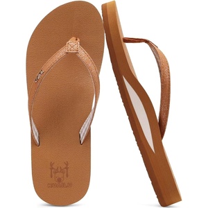 image:imageKuaiLu Flip Flops for Women with Arch Support Summer Beach Thong Sandals  Comfortable Yoga Mat Cushion Walking Shoes Slip on Casual Outfits Faux Leather Indoor OutdoorTan