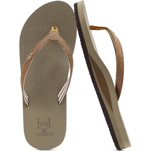 image:imageKuaiLu Flip Flops for Women with Arch Support Summer Beach Thong Sandals  Comfortable Yoga Mat Cushion Walking Shoes Slip on Casual Outfits Faux Leather Indoor OutdoorCamel