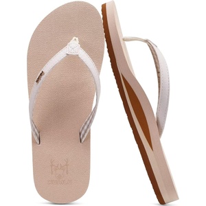 image:imageKuaiLu Flip Flops for Women with Arch Support Summer Beach Thong Sandals  Comfortable Yoga Mat Cushion Walking Shoes Slip on Casual Outfits Faux Leather Indoor OutdoorBeige
