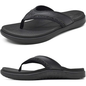 image:imageKuaiLu Mens Sport Flip Flops Orthotic Thong Sandals With Arch Support  Comfortable Toe Post Beach Pool Slides For Plantar Fasciitis Outdoor SummerBlack
