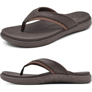 image:imageKuaiLu Mens Sport Flip Flops Orthotic Thong Sandals With Arch Support  Comfortable Toe Post Beach Pool Slides For Plantar Fasciitis Outdoor SummerBrown