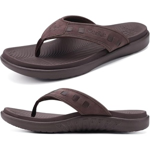 image:imageKuaiLu Mens Sport Flip Flops Orthotic Thong Sandals With Arch Support  Comfortable Toe Post Beach Pool Slides For Plantar Fasciitis Outdoor SummerFashion Brown