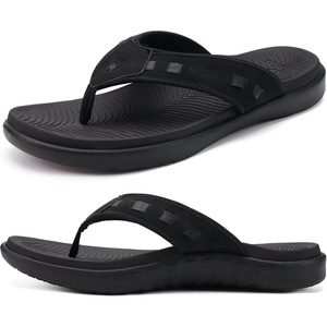 image:imageKuaiLu Mens Sport Flip Flops Orthotic Thong Sandals With Arch Support  Comfortable Toe Post Beach Pool Slides For Plantar Fasciitis Outdoor SummerFashion Black