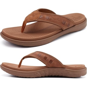 image:imageKuaiLu Mens Sport Flip Flops Orthotic Thong Sandals With Arch Support  Comfortable Toe Post Beach Pool Slides For Plantar Fasciitis Outdoor SummerFashion Khaki