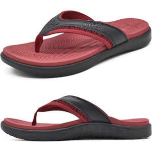 image:imageKuaiLu Mens Sport Flip Flops Orthotic Thong Sandals With Arch Support  Comfortable Toe Post Beach Pool Slides For Plantar Fasciitis Outdoor SummerRed Black