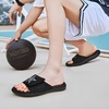 image:imageKuaiLu Mens Athletic Slides Wide Adjustable Arch Support Sport Sandals  Soft Cushioned Open Toe Summer Slippers for Plantar Fasciitis Slip On House Shoes Indoor OutdoorAll Black