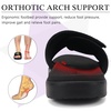 image:imageKuaiLu Mens Athletic Slides Wide Adjustable Arch Support Sport Sandals  Soft Cushioned Open Toe Summer Slippers for Plantar Fasciitis Slip On House Shoes Indoor OutdoorAll Black