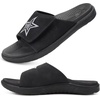 image:imageKuaiLu Mens Athletic Slides Wide Adjustable Arch Support Sport Sandals  Soft Cushioned Open Toe Summer Slippers for Plantar Fasciitis Slip On House Shoes Indoor OutdoorAll Black