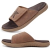 image:imageKuaiLu Mens Athletic Slides Wide Adjustable Arch Support Sport Sandals  Soft Cushioned Open Toe Summer Slippers for Plantar Fasciitis Slip On House Shoes Indoor OutdoorKhaki Brown