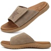 image:imageKuaiLu Mens Athletic Slides Wide Adjustable Arch Support Sport Sandals  Soft Cushioned Open Toe Summer Slippers for Plantar Fasciitis Slip On House Shoes Indoor OutdoorChestnut