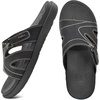 image:imageKuaiLu Womens Fashion Orthotic Slides Arch Support Slip On Walking Sandals  Ladies Lightweight Athletic Yoga Mat Thick Cushion Slippers Sandals With Comfortable Plantar FasciitisBlack