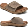 image:imageKuaiLu Mens Athletic Slides Wide Adjustable Arch Support Sport Sandals  Soft Cushioned Open Toe Summer Slippers for Plantar Fasciitis Slip On House Shoes Indoor OutdoorChestnut