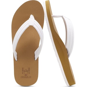 image:imageKuaiLu Flip Flops for Women with Arch Support Summer Beach Thong Sandals  Comfortable Walking Shoes Lightweight Soft Yoga Mat Cushion Floral Outfits Slip On Indoor OutdoorWhite Khaki