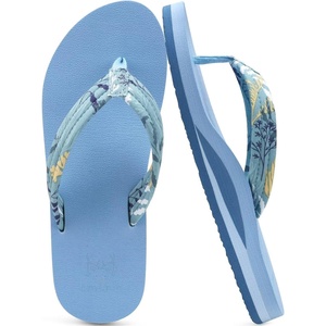 image:imageKuaiLu Flip Flops for Women with Arch Support Summer Beach Thong Sandals  Comfortable Walking Shoes Lightweight Soft Yoga Mat Cushion Floral Outfits Slip On Indoor OutdoorLight Blue