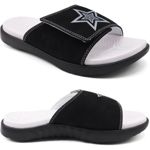 image:imageKuaiLu Mens Athletic Slides Wide Adjustable Arch Support Sport Sandals  Soft Cushioned Open Toe Summer Slippers for Plantar Fasciitis Slip On House Shoes Indoor OutdoorBlack White
