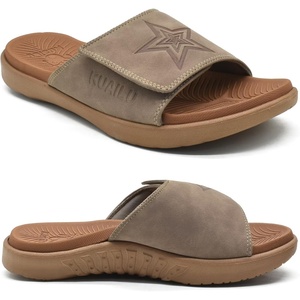 image:imageKuaiLu Mens Athletic Slides Wide Adjustable Arch Support Sport Sandals  Soft Cushioned Open Toe Summer Slippers for Plantar Fasciitis Slip On House Shoes Indoor OutdoorChestnut
