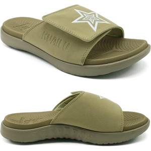 image:imageKuaiLu Mens Athletic Slides Wide Adjustable Arch Support Sport Sandals  Soft Cushioned Open Toe Summer Slippers for Plantar Fasciitis Slip On House Shoes Indoor OutdoorGreen