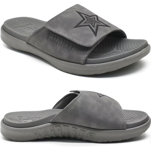 image:imageKuaiLu Mens Athletic Slides Wide Adjustable Arch Support Sport Sandals  Soft Cushioned Open Toe Summer Slippers for Plantar Fasciitis Slip On House Shoes Indoor OutdoorGrey