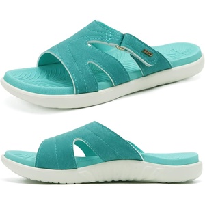 image:imageKuaiLu Womens Fashion Orthotic Slides Arch Support Slip On Walking Sandals  Ladies Lightweight Athletic Yoga Mat Thick Cushion Slippers Sandals With Comfortable Plantar FasciitisLake Blue