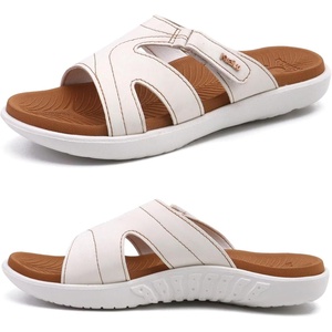 image:imageKuaiLu Womens Fashion Orthotic Slides Arch Support Slip On Walking Sandals  Ladies Lightweight Athletic Yoga Mat Thick Cushion Slippers Sandals With Comfortable Plantar FasciitisWhite Khaki