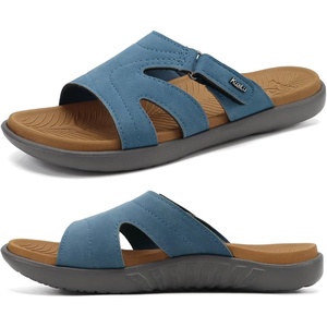 image:imageKuaiLu Womens Fashion Orthotic Slides Arch Support Slip On Walking Sandals  Ladies Lightweight Athletic Yoga Mat Thick Cushion Slippers Sandals With Comfortable Plantar FasciitisDenim Blue