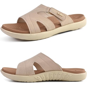 image:imageKuaiLu Womens Fashion Orthotic Slides Arch Support Slip On Walking Sandals  Ladies Lightweight Athletic Yoga Mat Thick Cushion Slippers Sandals With Comfortable Plantar FasciitisTan Beige