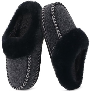 image:imageKuaiLu Womens Memory Foam Moccasin Slippers Plush House Comfy Warm Shoes  Cozy Fluff Cushioned Lightweight Bedroom PantuflasDaily Footwear for Garden Walking ampQuick Outdoor Errands US511Black