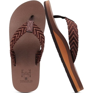 image:imageKuaiLu Mens Rubber Flip Flops with Comfortable Arch Support Summer Beach  Yoga Mat Cushion Walking Thong Sandals Slip On Indoor OutdoorBrownish