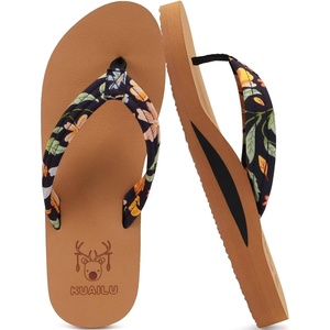 image:imageKuaiLu Flip Flops for Women with Arch Support Summer Beach Thong SandalsBlack Khaki