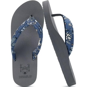 image:imageKuaiLu Flip Flops for Women with Arch Support Summer Beach Thong SandalsBlue Grey