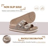 image:imageKuaiLu Womens Bling Sandals with Arch Support Orthopedic Rhinestones SlidesBeige