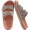 image:imageKuaiLu Womens Bling Sandals with Arch Support Orthopedic Rhinestones SlidesKhaki