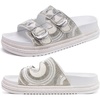 image:imageKuaiLu Womens Bling Sandals with Arch Support Orthopedic Rhinestones SlidesWhite