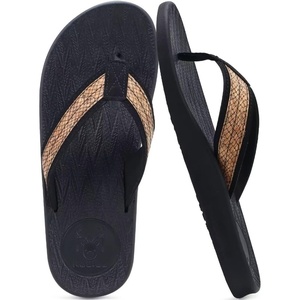 image:imageKuaiLu Mens Flip Flops Comfortable Arch Support Waterproof Thong SandalsWoodlike Black