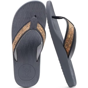 image:imageKuaiLu Mens Flip Flops Comfortable Arch Support Waterproof Thong SandalsWoodlike Grey