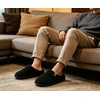 image:imageKuaiLu Mens House Memory Foam Scuff Slippers Felt BlendLining Home ShoesFelt Black