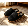 image:imageKuaiLu Mens House Memory Foam Scuff Slippers Felt BlendLining Home ShoesFelt Black Brown