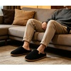 image:imageKuaiLu Mens House Memory Foam Scuff Slippers Felt BlendLining Home ShoesFelt Black Brown