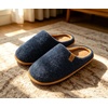 image:imageKuaiLu Mens House Memory Foam Scuff Slippers Felt BlendLining Home ShoesFelt Blue Brown