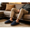image:imageKuaiLu Mens House Memory Foam Scuff Slippers Felt BlendLining Home ShoesFelt Blue Brown
