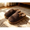 image:imageKuaiLu Mens House Memory Foam Scuff Slippers Felt BlendLining Home ShoesFelt Brown