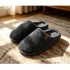 image:imageKuaiLu Mens House Memory Foam Scuff Slippers Felt BlendLining Home ShoesFelt Dark Grey