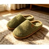 image:imageKuaiLu Mens House Memory Foam Scuff Slippers Felt BlendLining Home ShoesFelt Green