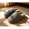 image:imageKuaiLu Mens House Memory Foam Scuff Slippers Felt BlendLining Home ShoesFelt Grey